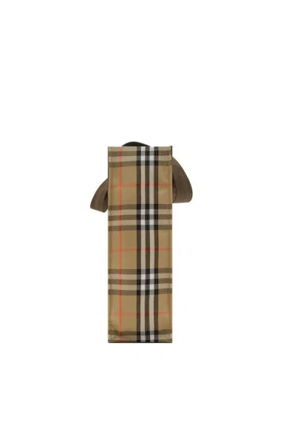 Burberry Check Trench Tote In Gray