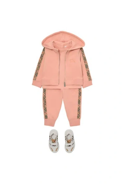 Burberry Check-trimmed Zip Hoodie In Pink