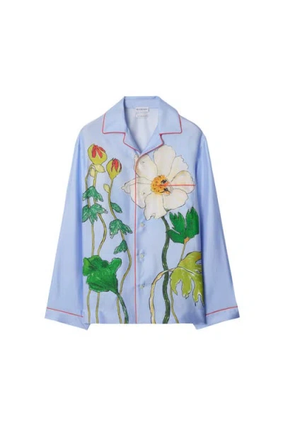 Burberry Highgrove Cascading Flowers Silk Pyjama Shirt In Multi