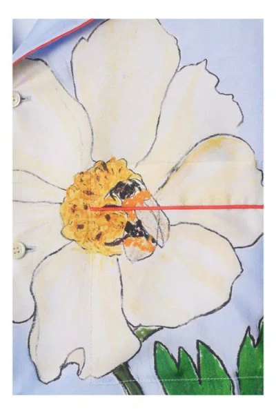 Burberry Highgrove Cascading Flowers Silk Pyjama Shirt In Multi