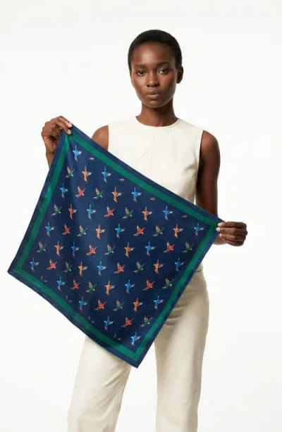 Jessie Zhao New York Freedom Wings Double Sided Silk Scarf In Blue