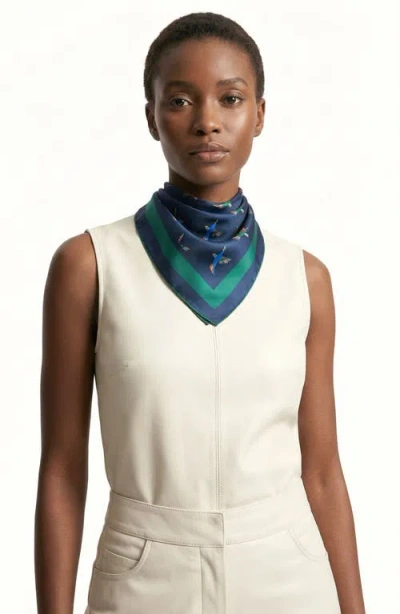 Jessie Zhao New York Freedom Wings Double Sided Silk Scarf In Blue