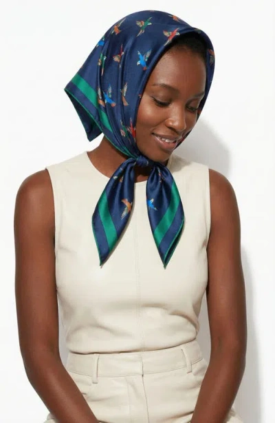 Jessie Zhao New York Freedom Wings Double Sided Silk Scarf In Blue