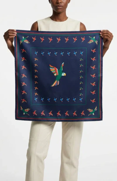 Jessie Zhao New York Sky Parade Double Sided Silk Scarf In Blue