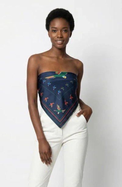 Jessie Zhao New York Sky Parade Double Sided Silk Scarf In Blue