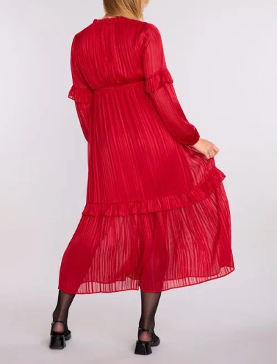 Motherhood Maternity V-neck Long Sleeve Tiered Maxi Dress In Red