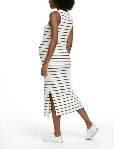 Motherhood Maternity Crew Neck Sleeveless Racerback Maternity Midi Dress In White
