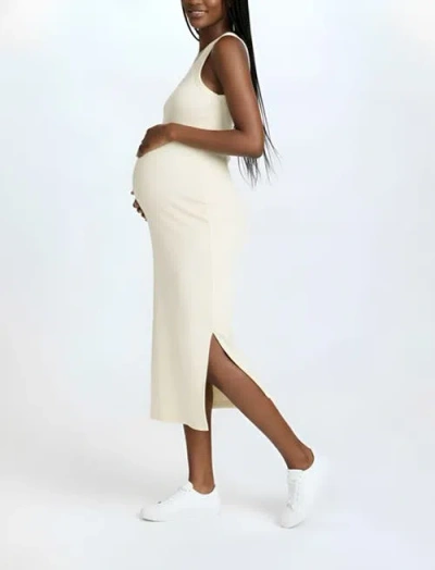 Motherhood Maternity Crew Neck Sleeveless Racerback Maternity Midi Dress In White