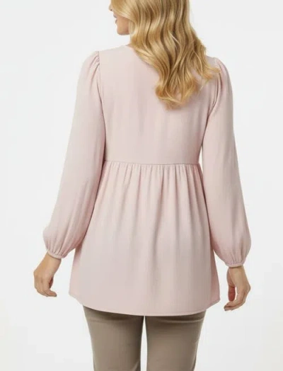 Motherhood Maternity Long Sleeve Empire Waist Keyhole Woven Blouse In Pink
