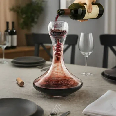 Final Touch Twister Glass Aerator & Decanter Set In Transparent