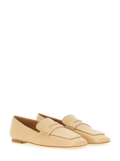 Aeyde Tom Square Toe Loafer With Stitch Detailing In Neutral