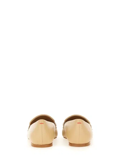 Aeyde Tom Square Toe Loafer With Stitch Detailing In Neutral