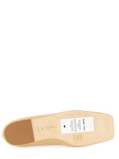Aeyde Tom Square Toe Loafer With Stitch Detailing In Neutral
