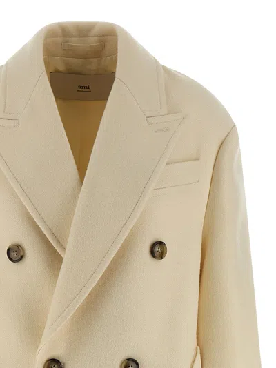 Ami Alexandre Mattiussi Ami Paris Women Double-breasted Coat In Neutral