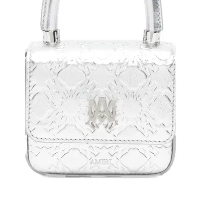 Amiri Embossed Top Handle Mini Bag In Silver