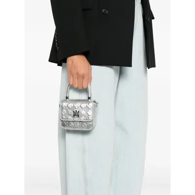 Amiri Embossed Top Handle Mini Bag In Silver