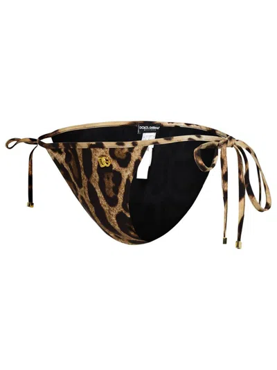 Dolce & Gabbana Brown Polyamide Blend Bikini Bottoms Women In Black