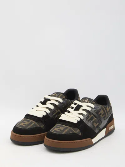 Fendi Match Ff Jacquard Low-top Sneakers In Brown