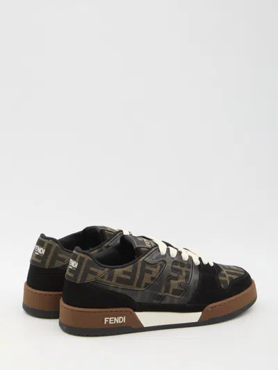 Fendi Match Ff Jacquard Low-top Sneakers In Brown