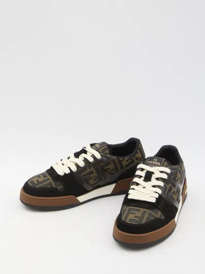 Fendi Match Ff Jacquard Low-top Sneakers In Brown