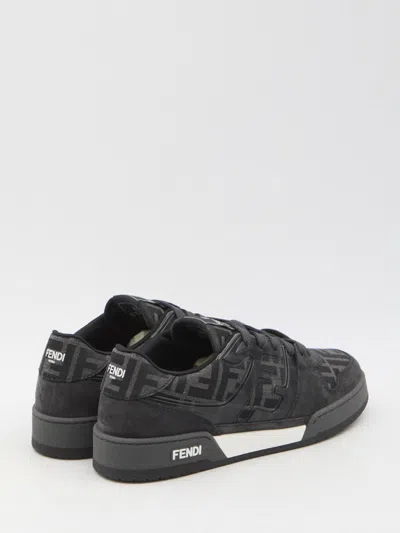 Fendi Match Sneakers In Ff Jacquard Fabric And Suede In Gray