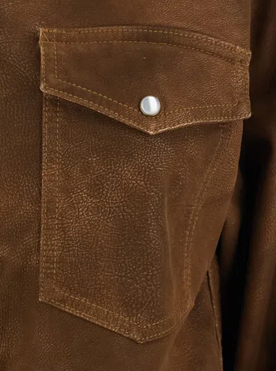 Isabel Marant Étoile 'karima' Brown Shirt With Classic Collar And Two Front Patch Pockets In Fabric Woman In Brown