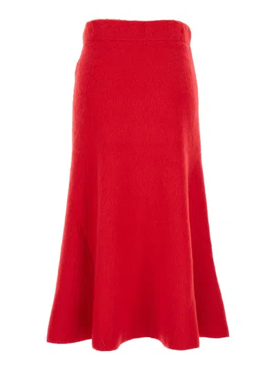 Fabiana Filippi Red Skirt With Hidden Closure And Brushed Effect In Wool Blend Woman In Red
