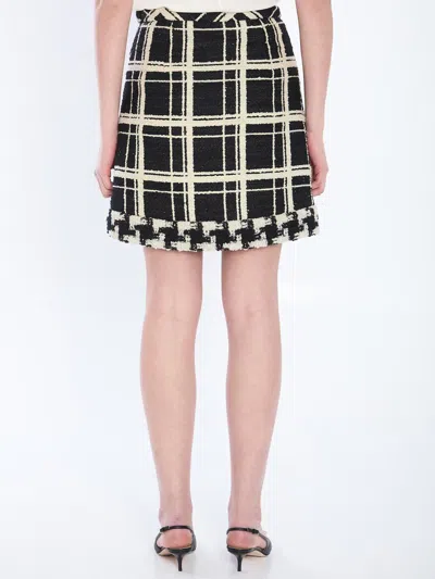 Valentino Macro Check Tweed Mini Skirt In Black