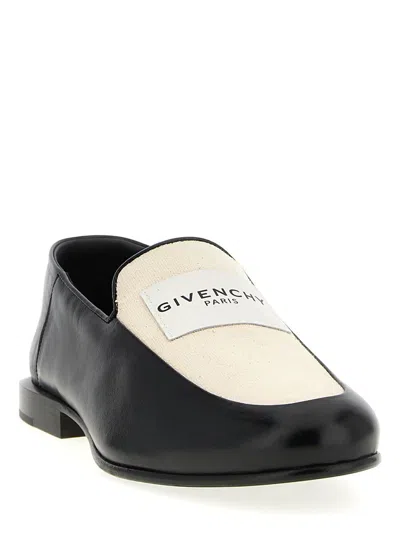 Givenchy Two-tone Leather And Canvas Label Loafers In Multi