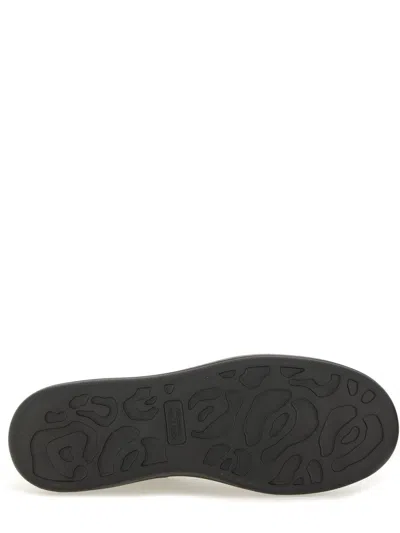 Alexander Mcqueen Black Oversize Sneakers With Logo Lettering On The Heel In Leather Man In Animal Print