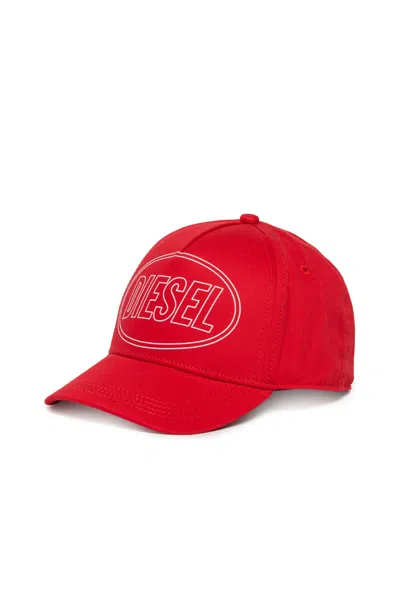 Diesel Logo Visor Baseball Cap In Red