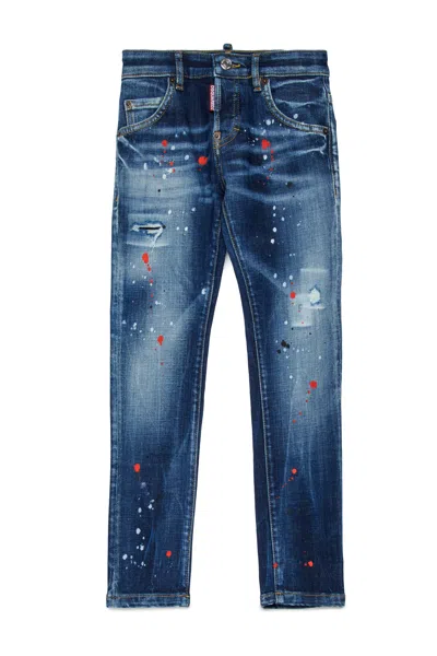 Dsquared2 Cool Guy Paint-splatter Jeans In Blue