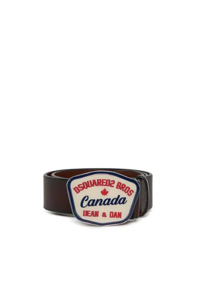 Dsquared2 Logo-buckle Leather Belt In Brown