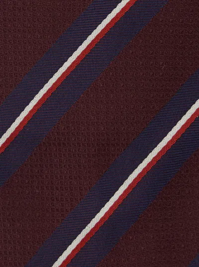 Dsquared2 Bordeaux Tie With All-over Striped Motif In Silk Man In Burgundy