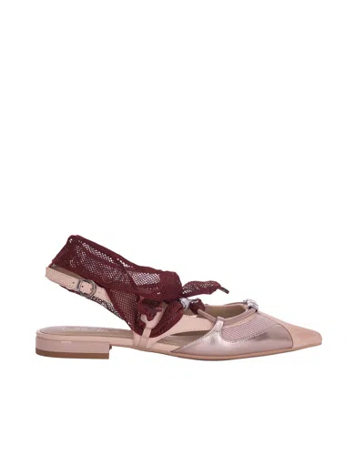 Pinko Gianira 30 Slingback Ballerinas In Leather And Mesh In Pink