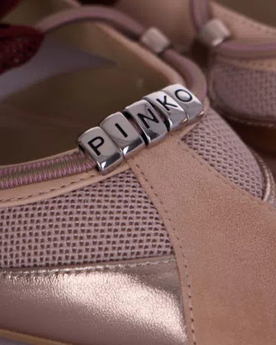 Pinko Gianira 30 Slingback Ballerinas In Leather And Mesh In Pink