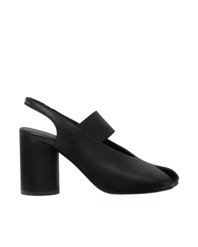 Mm6 Maison Margiela Sculpted Slingback Sandals With Tabi Split Toe And 8 Cm Heel In Black