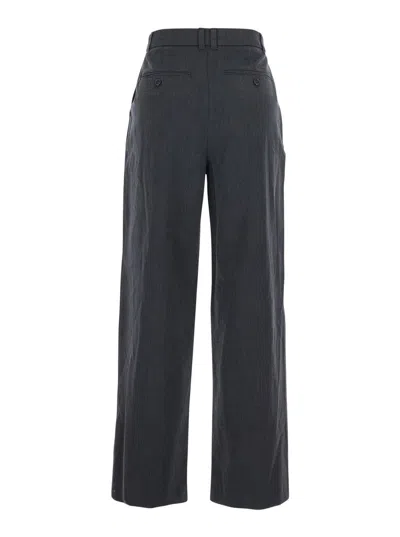 Dunst Grey Tailored Trousers With Front Pleats In Fabric Woman In Gray