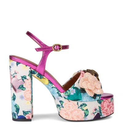 Kurt Geiger Embellished Floral Kensington Platform Sandals In Multi