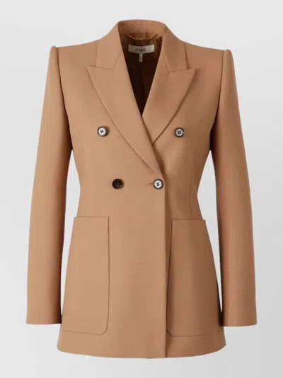 Chloé Tailored Jacket Structured Shoulders Notched Lapels In Brown
