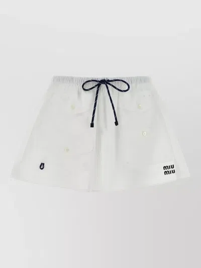 Miu Miu Poplin Mini Skirt Front Pockets Buttons In Multi