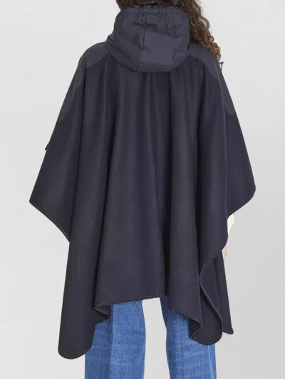Moncler Wool Nylon Cape Hood And Pockets