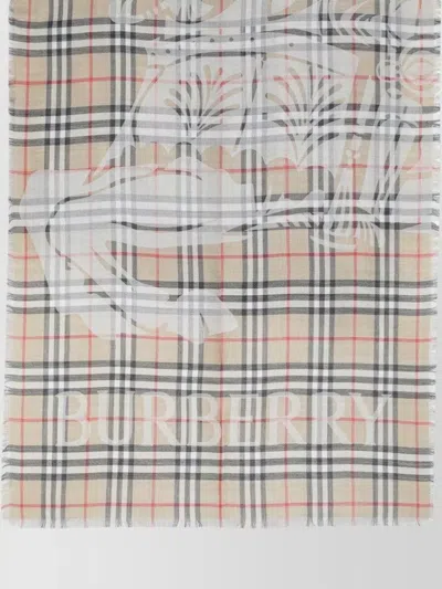 Burberry Check Pattern Scarf Fringed Edges Design In Brown