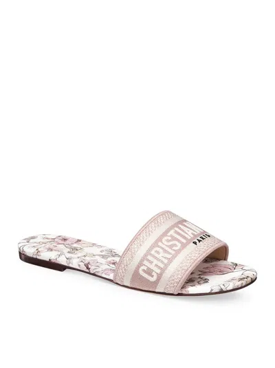 Dior Christian  Women Dway Cotton Sandal Embroidered With Millefiori Motif, Pink Color In Neutral