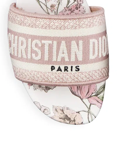 Dior Christian  Women Dway Cotton Sandal Embroidered With Millefiori Motif, Pink Color In Neutral
