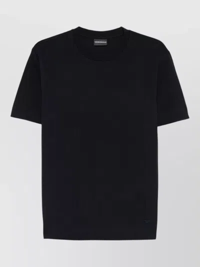 Emporio Armani Cotton Textured Short-sleeve T-shirt In Black