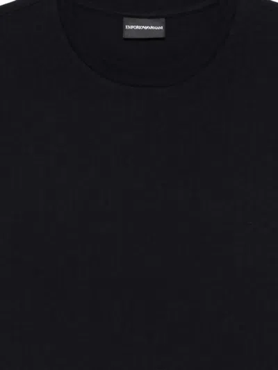 Emporio Armani Cotton Textured Short-sleeve T-shirt In Black