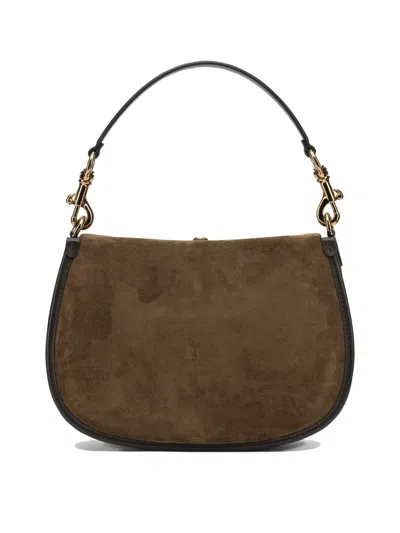 Etro Medium Pony Shoulder Bag Floral Embroidery In Brown