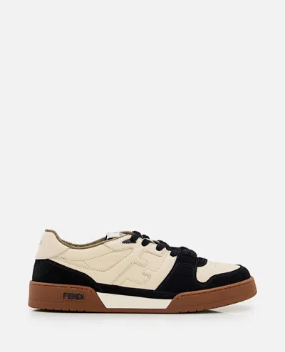 Fendi Match Leather And Suede Sneakers In Multi