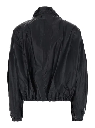 Isabel Marant Étoile Isabel Marant Etoile Women 'neela' Black Jacket With Drawstring Collar And Side Pockets In Eco Leath In Black
